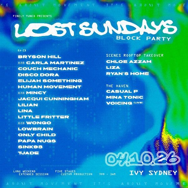 Lost Sundays Block Party - October 4 [Long Weekend] ft. Papa Nugs, Tjade, Human Movement b2b Mincy, Little Fritter b2b W